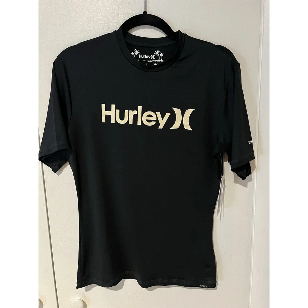 NWT Hurley OAO Quickdry Rashguard Black UPF 50+‎ Shirt Women's Large